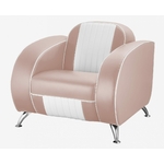 fauteuil vintage américain Atlanta rose poudre et blanc