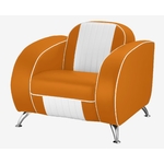 fauteuil vintage en vinyle bicolore orange et blanc Atlanta