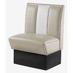 banquette de fast-food 1 place rétro bicolore en vinyle beige et blanc