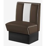 banquette de restaurant américain bicolore en vinyle marron et blanc