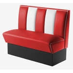 banquette vintage de cuisine bicolore rouge et blanc en vinyle