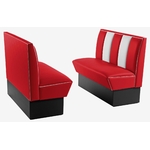 banquette de restaurant américain bicolore en vinyle rouge et blanc