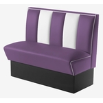 banquette de cuisine en cuir bicolore violet et blanc rétro