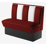 banquette de restaurant vintage bicolore en vinyle rouge ruby et blanc