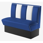 banquette de restaurant américain bicolore bleu et blanc en vinyle