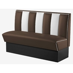 banquette vintage de cuisine 3 places vinyle bicolore marron chocolat et blanc