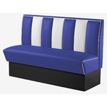 banquette vintage de cuisine 3 places vinyle bicolore bleu et blanc