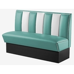 banquette de restaurant 3 places rétro turquoise et blanc vinyle bicolore