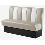 banquette de pizzeria 3 places en vinyle bicolore beige et blanc vintage