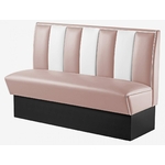banquette de fast-food 3 places en vinyle bicolore rose poudre et blanc