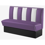 banquette de Diner américain en vinyle bicolore violet et blanc 3 places