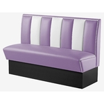 banquette de cuisine USA 3 places bicolore mauve et blanc rétro