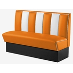 banquette de bar rétro bicolore 3 places orange et blanc