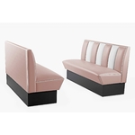 banquette vintage de restaurant 3 places large rose et blanc