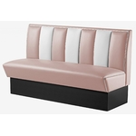 banquette 3 places large en vinyle bicolore rose et blanc rétro