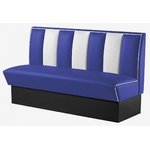 banquette de bar rétro 3 places en vinyle bicolore bleu paon et blanc