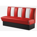 banquette 3 places de cuisine rétro en vinyle bicolore rouge et blanc