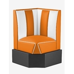 banquette dangle vintage en éco-cuir orange et blanc 50s
