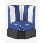 banquette dangle rétro bicolore en vinyle bleu paon et blanc