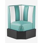 banquette dangle en cuir turquoise et blanc vintage