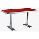 table de cuisine en stratifié rouge 2 pieds chromés