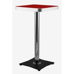 petite table haute carrée Lancaster rouge fraise chromée