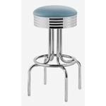 tabouret de bar vintage chromé vinyle bleu poudre Louisville