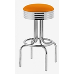 tabouret de bar vintage chromé Louisville orange mandarine