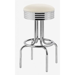 tabouret de bar vintage chromé Louisville assise vinyle ivoire