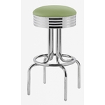 tabouret de bar rétro Louisville chromé assise pivotante vert pistache