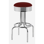 tabouret de bar rétro Louisville assise en vinyle rouge ruby