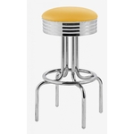 tabouret de bar Louisville rétro chromé assise pivotante jaune mangue