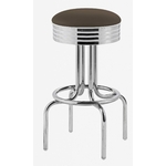 tabouret de bar Louisville chromé assise en vinyle marron