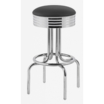 tabouret de bar chromé pivotant rétro Louisville vinyle noir