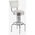 tabouret de bar chromé avec dossier bicolore Portland ivoire