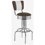tabouret de bar rétro avec dossier portland marron et blanc pivotant