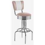 tabouret de bar rétro portland assise pivotante vinyle vieux rose et blanc