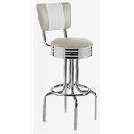 tabouret Portland chromé assise pivotante dossier beige et blanc