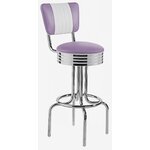 tabouret de bar vintage avec dossier bicolore mauve et blanc