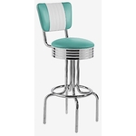 tabouret de bar vintage Portland vinyle bicolore turquoise et blanc