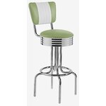 tabouret vintage chromé et pivotant Portland vinyle bicolore vert pistache