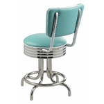 tabouret de bar bas rétro et chromé avec dossier bicolore little rock