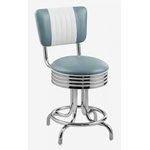 tabouret de cuisine little rock vintage avec dossier bicolore bleu et blanc