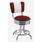 tabouret de cuisine rétro chromé avec dossier rouge ruby