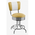 tabouret de cuisine vintage avec dossier jaune mangue