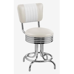 tabouret de salle à manger chromé avec dossier vinyle ivoire