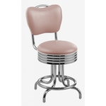 tabouret de cuisine pivotant chromé Daytona rose poudre vinyle