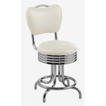 tabouret de restaurant vintage Daytona chromé et pivotant ivoire en vinyle