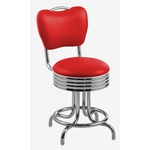 tabouret vintage chromé bas Daytona rouge pivotant
