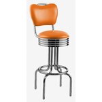 tabouret de bar pivotant avec dossier chromé Tucson orange